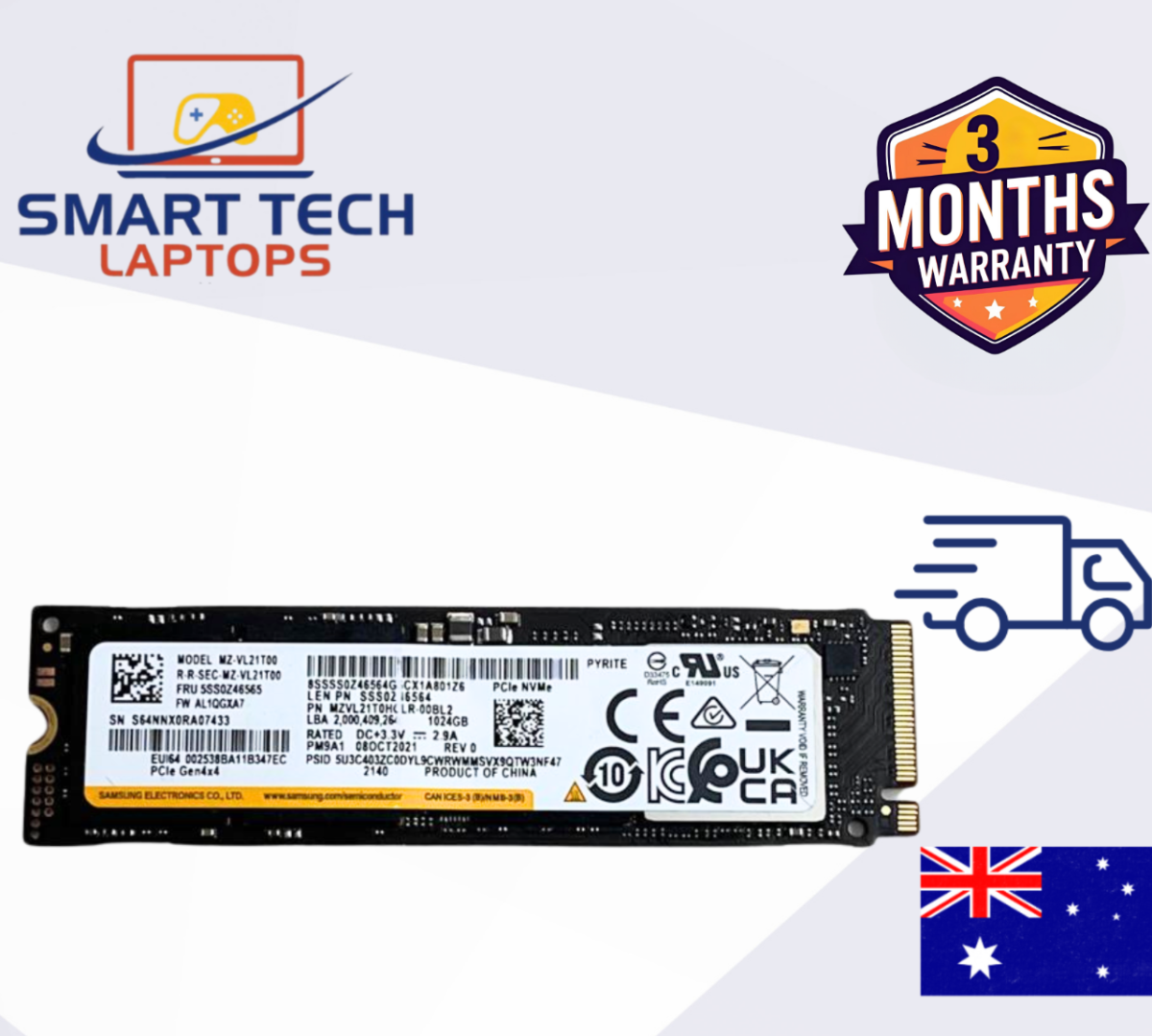 Samsung 1TB NVMe M.2 SSD – PCIe Gen4 x4 – 2280 – OEM image 0
