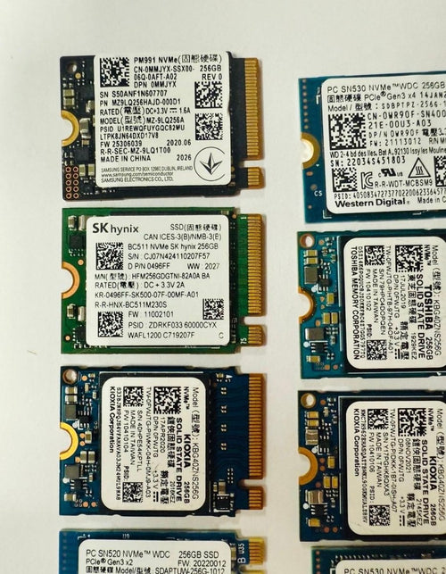 256GB M.2 2230 NVMe SSD – Samsung / Intel / Toshiba / SK Hynix image 1