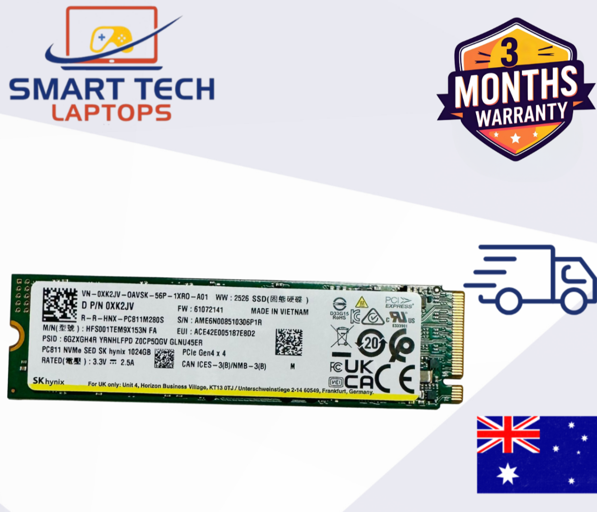 1TB SK hynix PC811 NVMe SSD PCIe Gen4 x4 M.2 2280 High Speed 1024GB 100% Health image 0