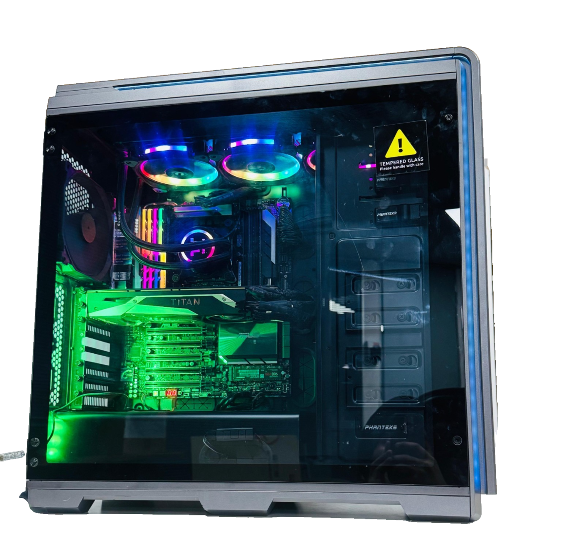 Custom Gaming PC i9-7980XE 32GB RAM 1TB SSD NVIDIA Titan V RGB Liquid Cooled image 4