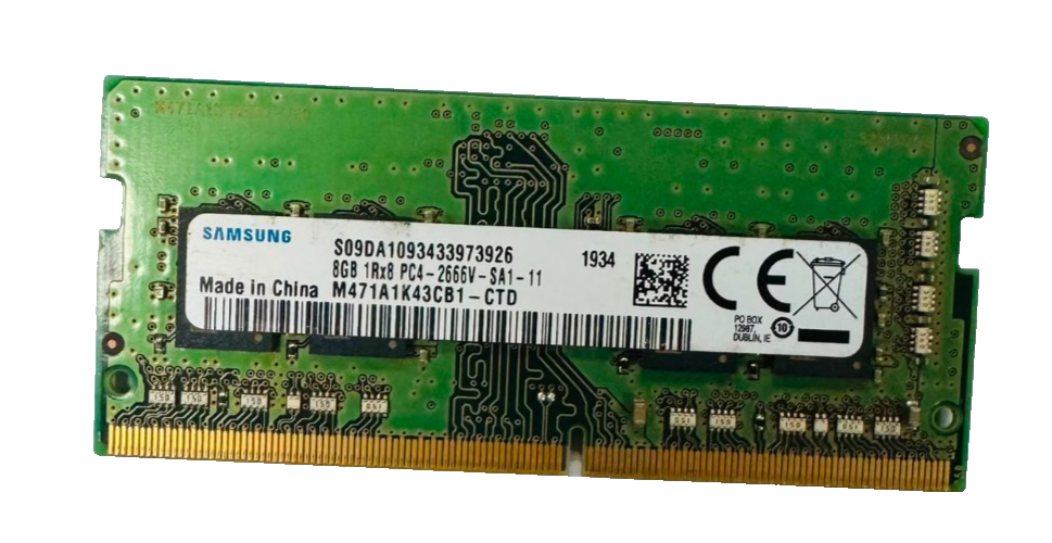Samsung 8GB DDR4 2666MHz Laptop RAM PC4-2666V SODIMM Memory M471A1K43CB1 image 1